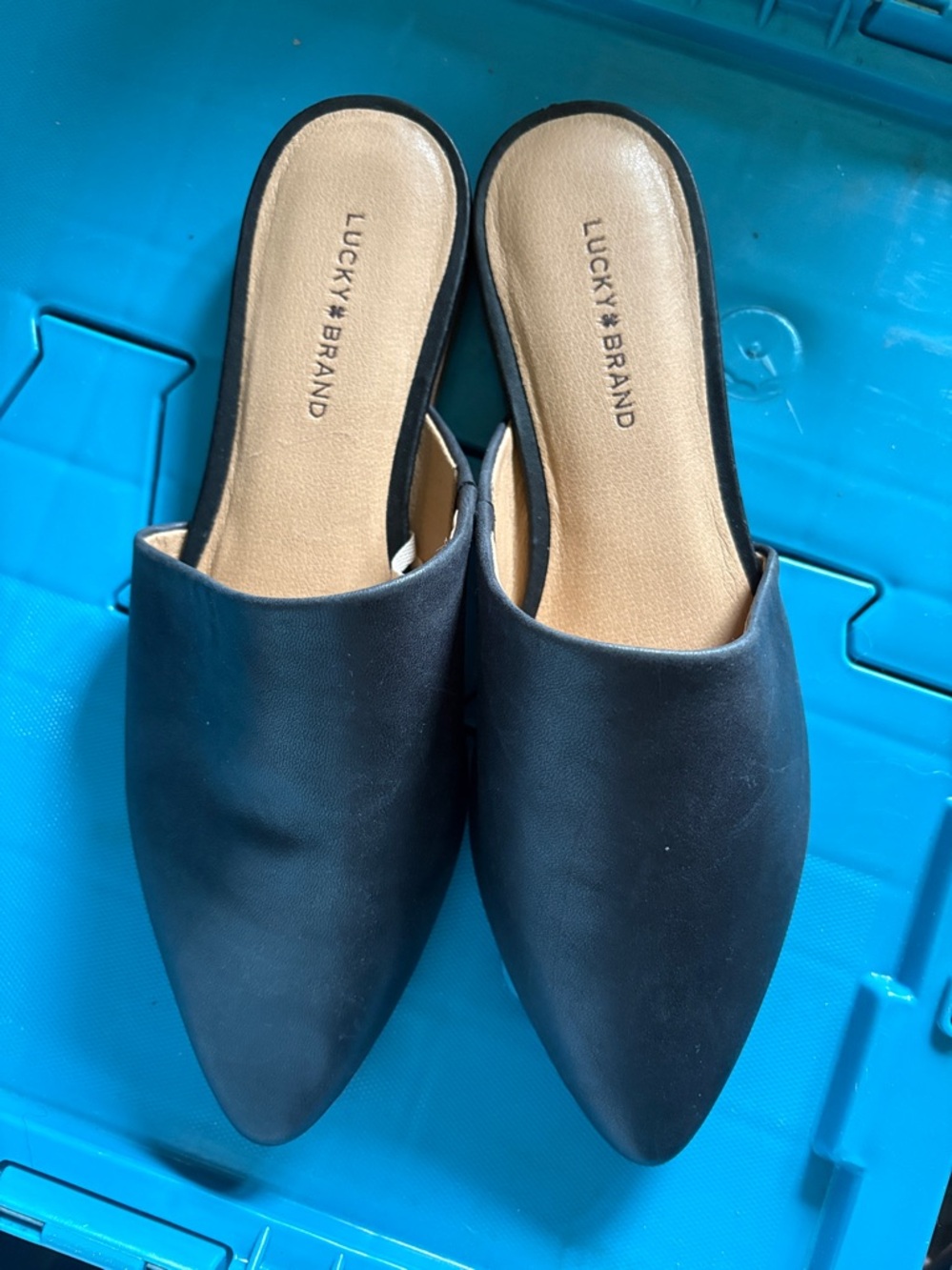 Lucky Brand Blue Pointed Toe Slip-On Mules New!